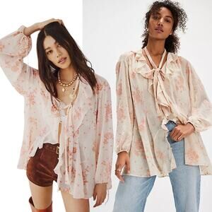 NEW Free People Dreamland Floral Tunic Tea Combo Ethereal Pink Coquette Sm / Md